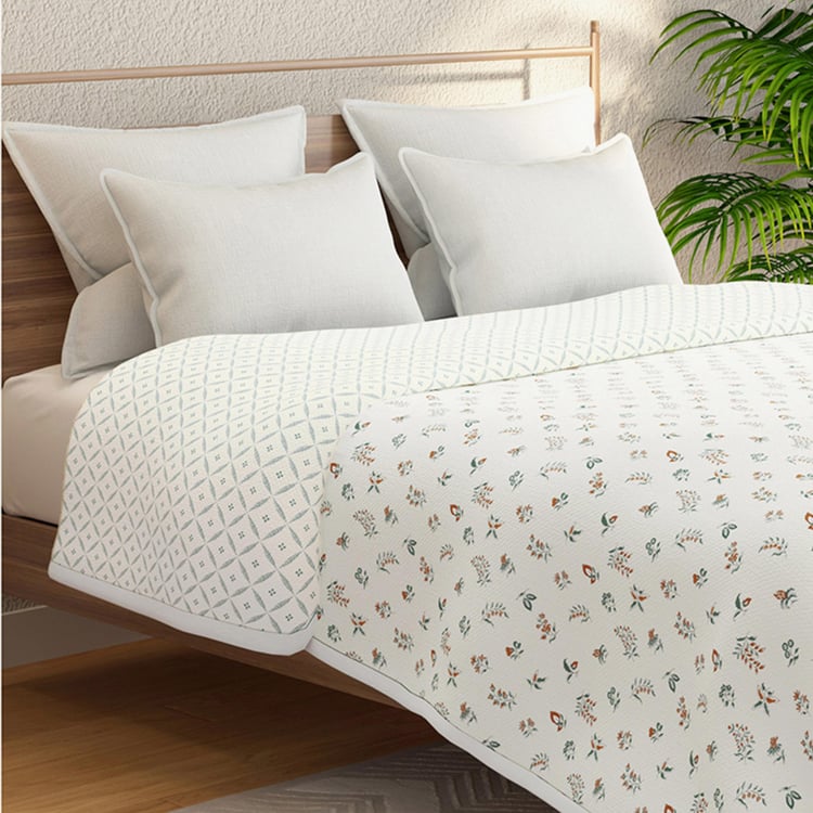 PORTICO Saffron Cotton Printed Reversible Double Dohar