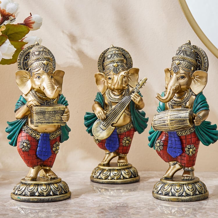 Alpana Polyresin Ganesha With Veena Figurine