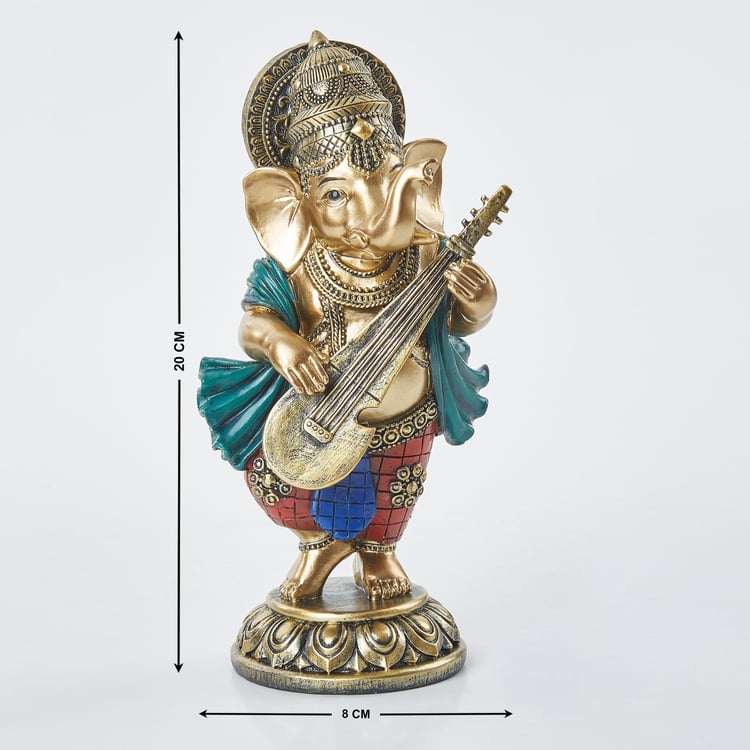 Alpana Polyresin Ganesha With Veena Figurine