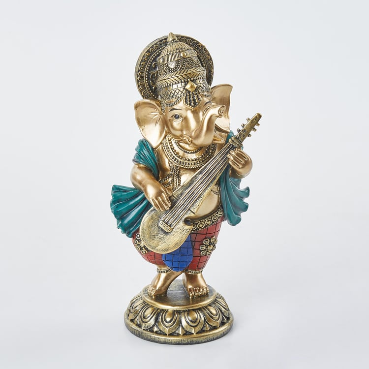 Alpana Polyresin Ganesha With Veena Figurine