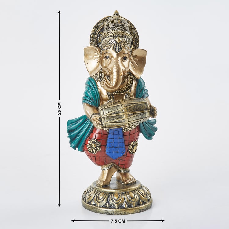 Alpana Polyresin Ganesha with Dholak Figurine