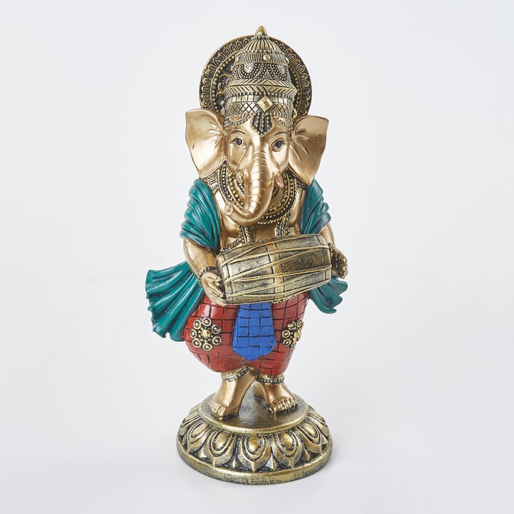 Alpana Polyresin Ganesha with Dholak Figurine