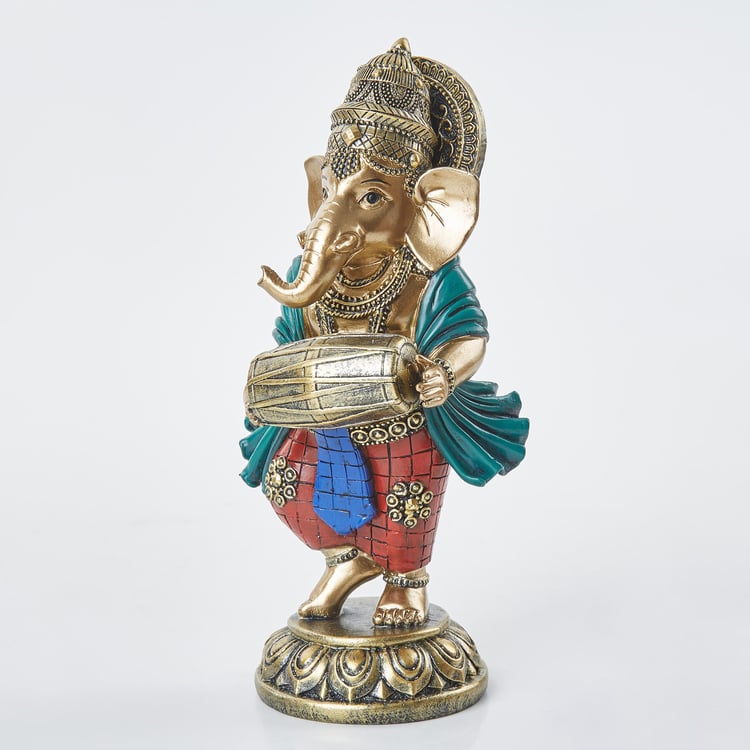 Alpana Polyresin Ganesha with Dholak Figurine