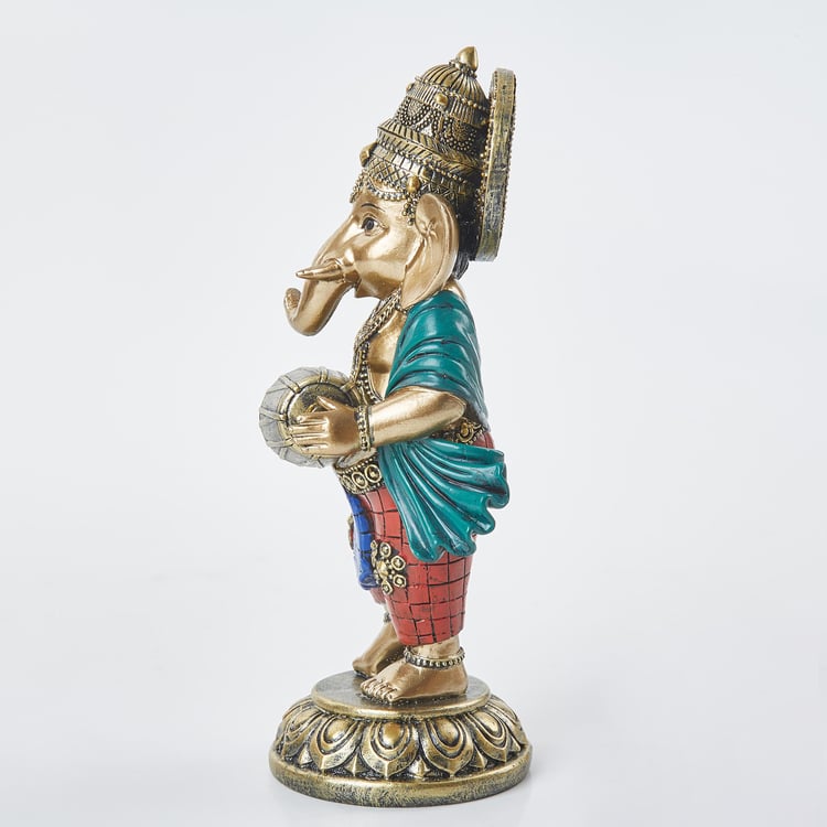 Alpana Polyresin Ganesha with Dholak Figurine