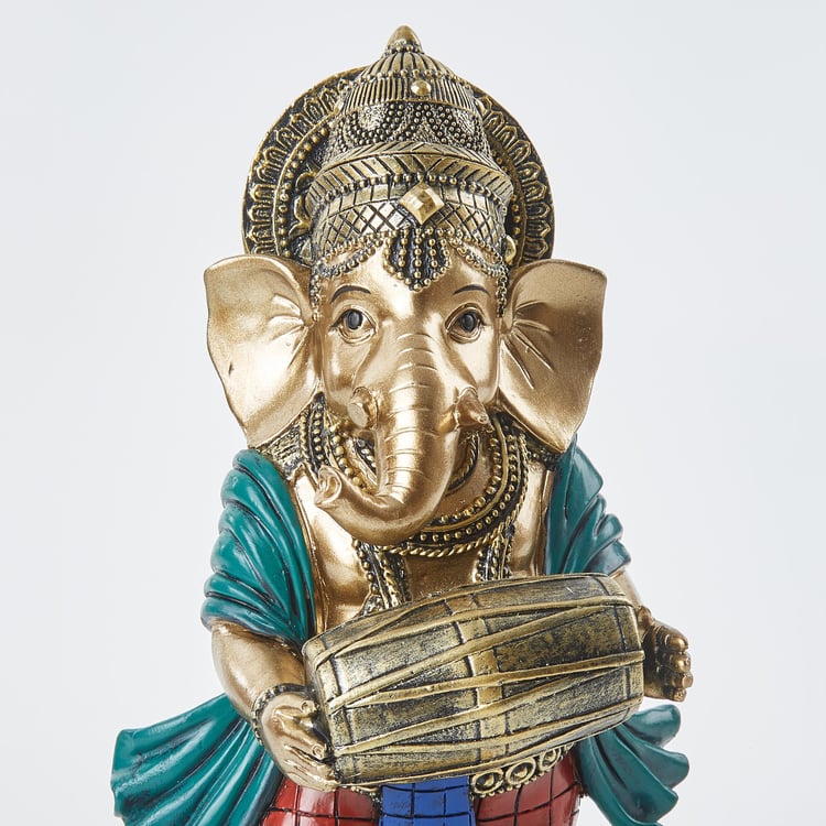 Alpana Polyresin Ganesha with Dholak Figurine