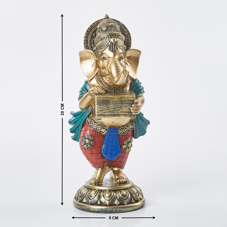 Alpana Polyresin Ganesha with Harmonium Figurine