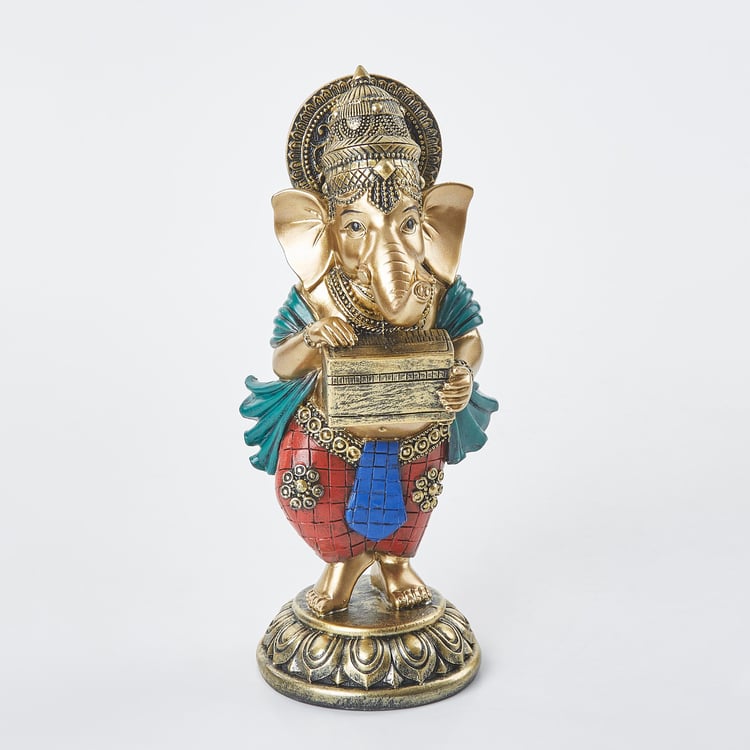 Alpana Polyresin Ganesha with Harmonium Figurine