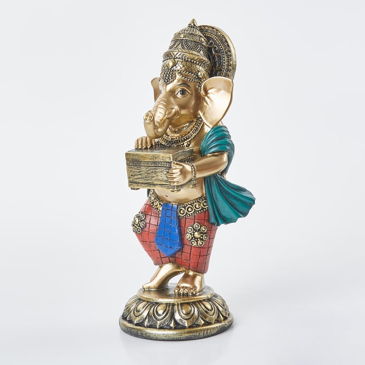 Alpana Polyresin Ganesha with Harmonium Figurine