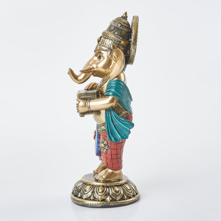 Alpana Polyresin Ganesha with Harmonium Figurine