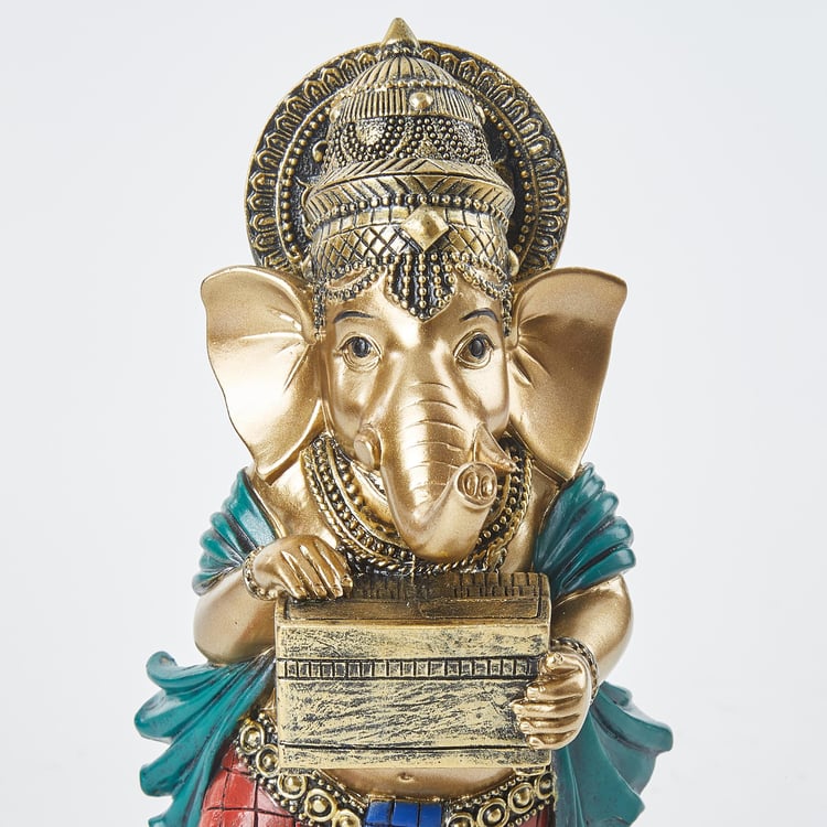 Alpana Polyresin Ganesha with Harmonium Figurine