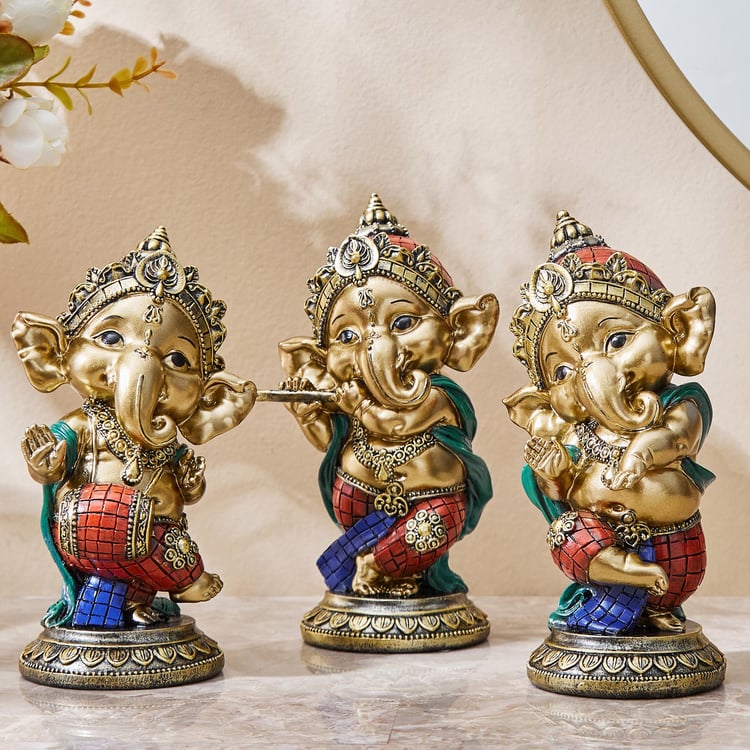 Alpana Polyresin Baby Ganesha with Flute Figurine