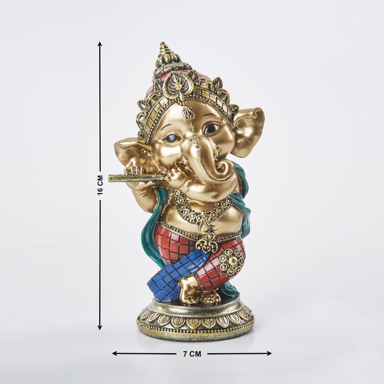Alpana Polyresin Baby Ganesha with Flute Figurine
