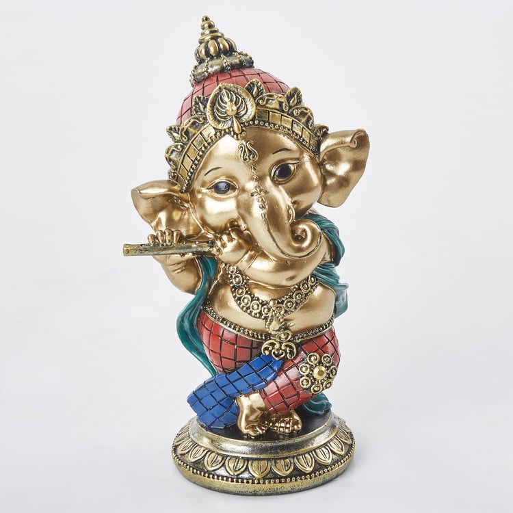 Alpana Polyresin Baby Ganesha with Flute Figurine