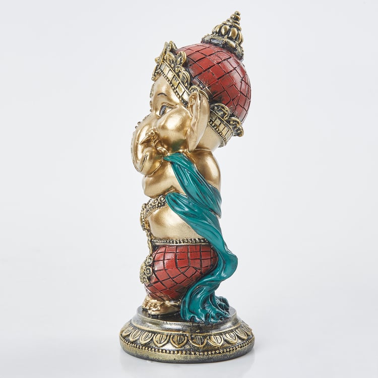 Alpana Polyresin Baby Ganesha with Flute Figurine