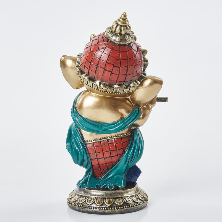 Alpana Polyresin Baby Ganesha with Flute Figurine
