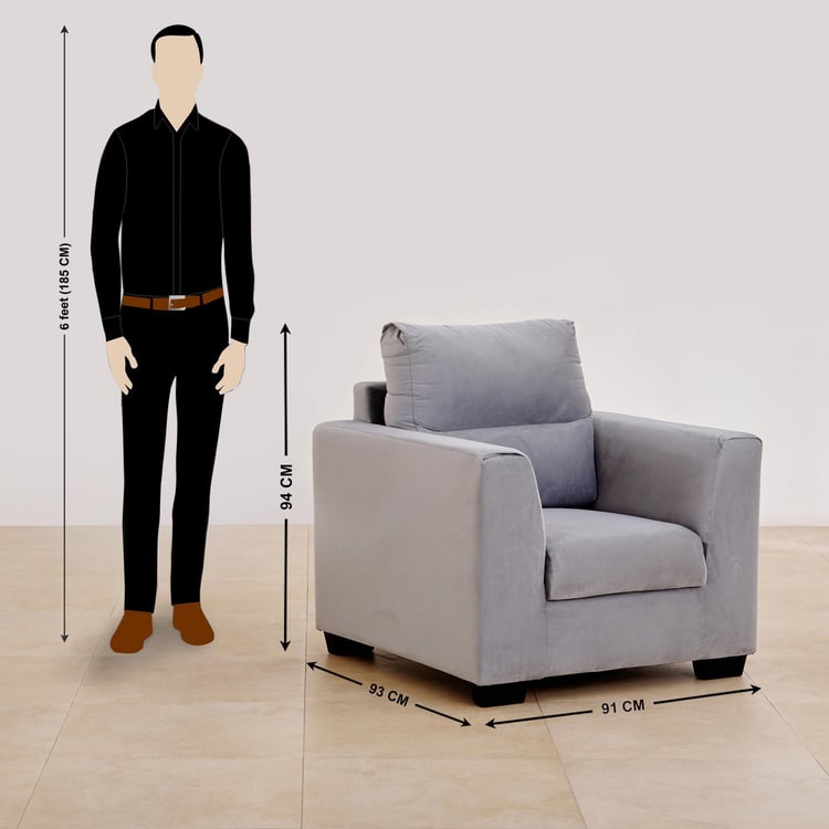 Ellora Fabric 3+1+1 Seater Sofa Set - Grey