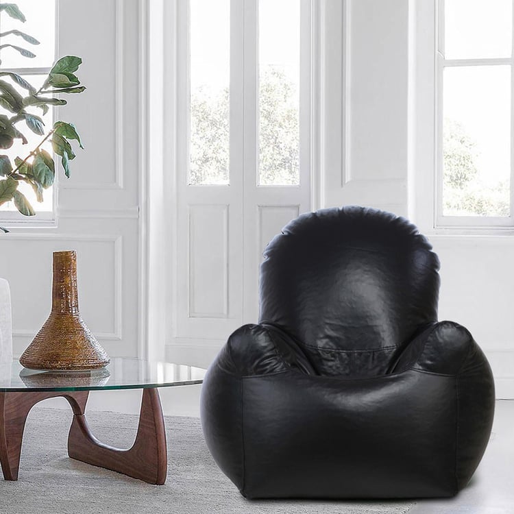 Helios Gary Faux Leather Arm Chair Bean Bag Cover - Black