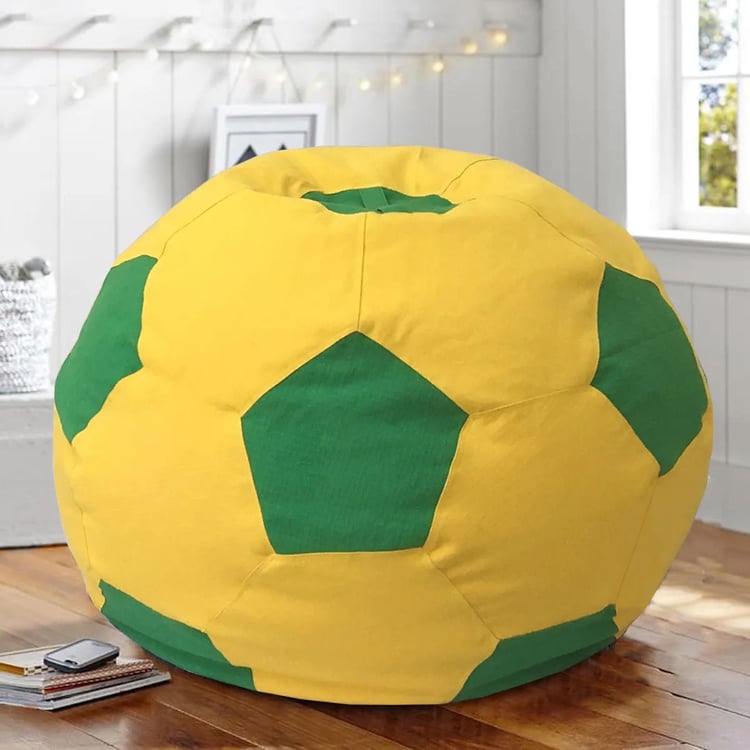 Helios Faux Leather Messi Football Bean Bag Cover - Yellow