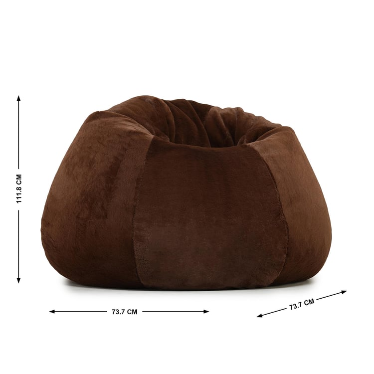 Helios Lunar Faux Fur Teardrop Bean Bag Cover - Brown