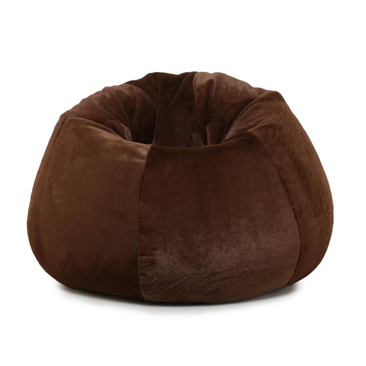 Helios Lunar Faux Fur Teardrop Bean Bag Cover - Brown