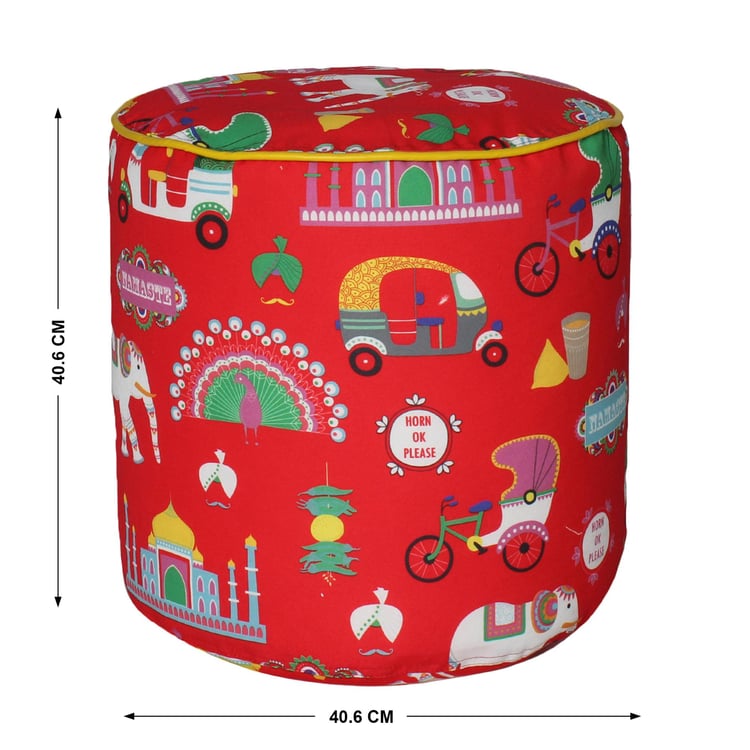 Helios Yuri Canvas Pouffe Cover - Red