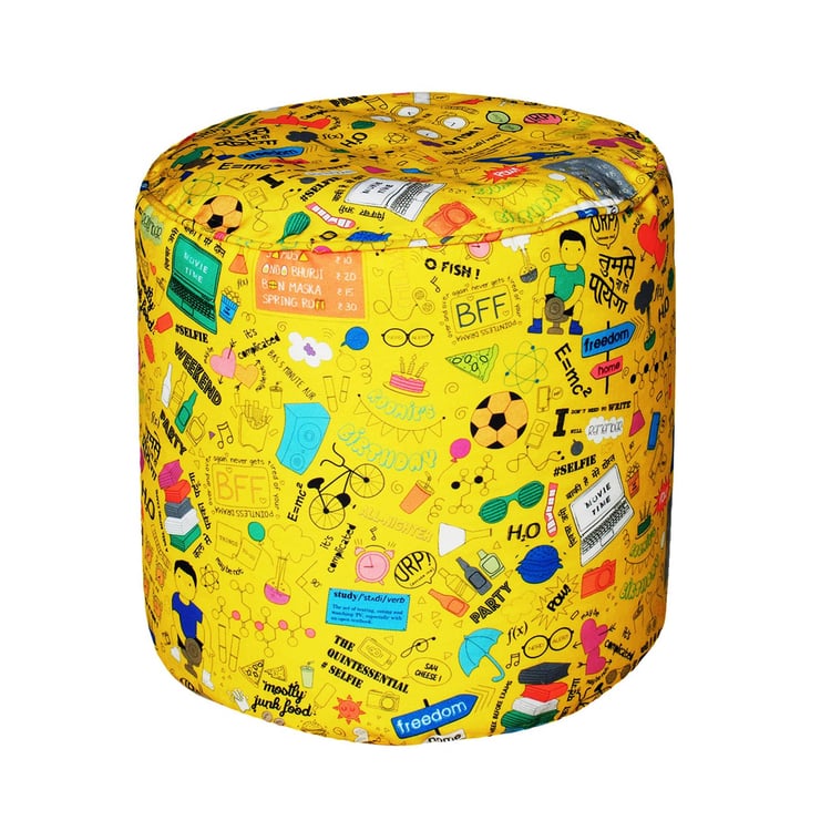 Helios Yuri Canvas Pouffe Cover - Yellow