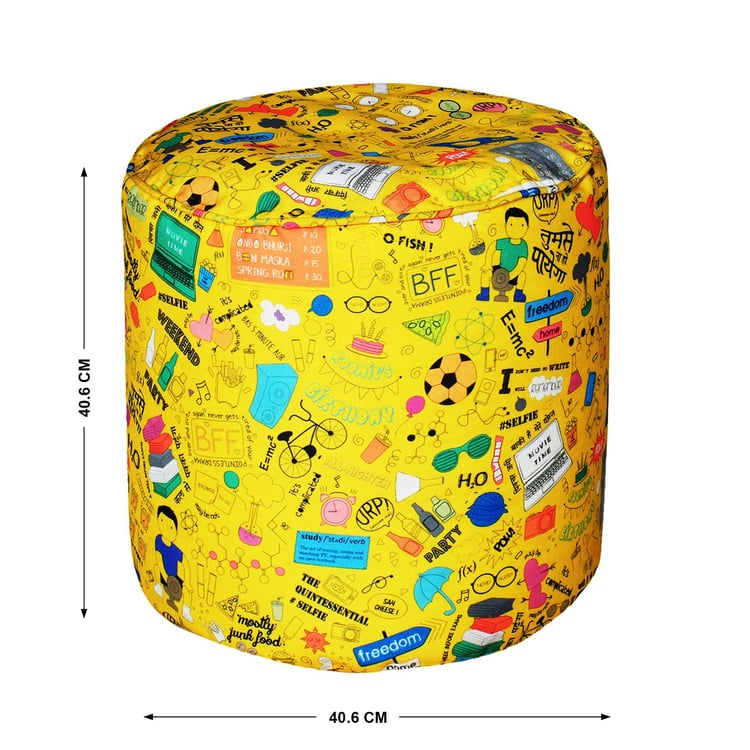 Helios Yuri Canvas Pouffe Cover - Yellow