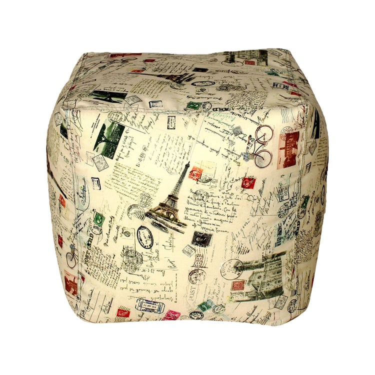 Helios Yuri Canvas Pouffe Cover - Beige