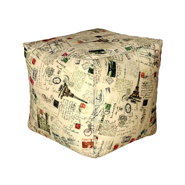 Helios Yuri Canvas Pouffe Cover - Beige