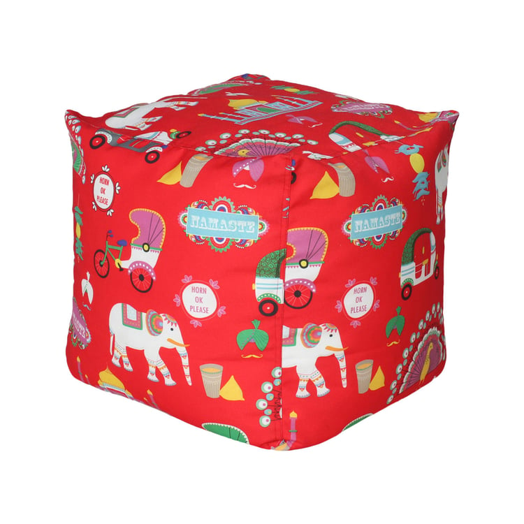 Helios Yuri Canvas Pouffe Cover - Red