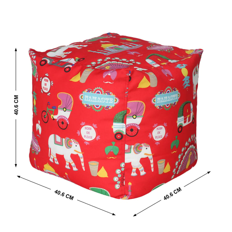 Helios Yuri Canvas Pouffe Cover - Red