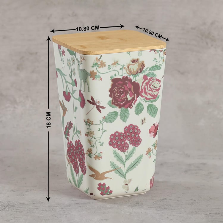 INDIA CIRCUS Floral Galore Bamboo Fibre Storage Jar - 1.4L