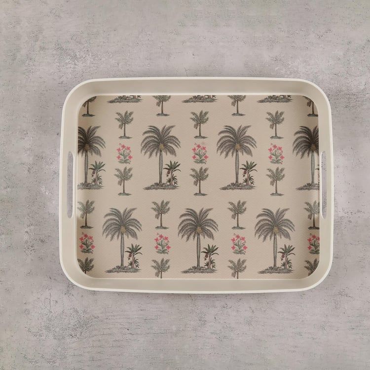 INDIA CIRCUS Chevron Palms Bamboo Fibre Serving Tray - 41.5x31cm