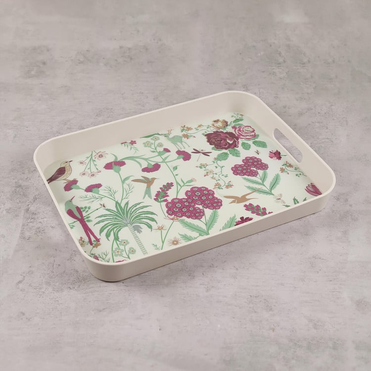 INDIA CIRCUS Floral Galore Bamboo Fibre Tray - 33.5x26.1cm