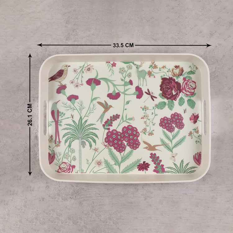 INDIA CIRCUS Floral Galore Bamboo Fibre Tray - 33.5x26.1cm