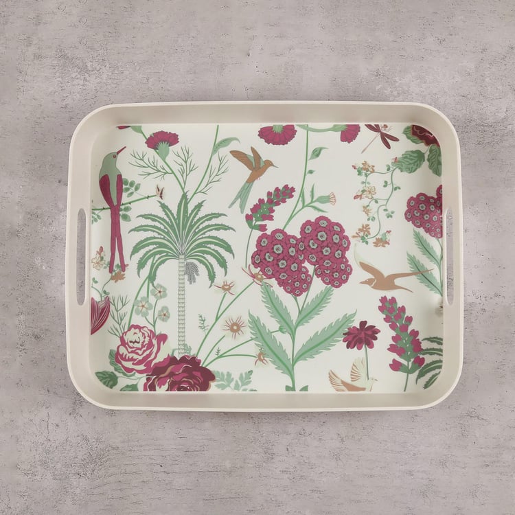 INDIA CIRCUS Floral Galore Bamboo Fibre Tray - 33.5x26.1cm