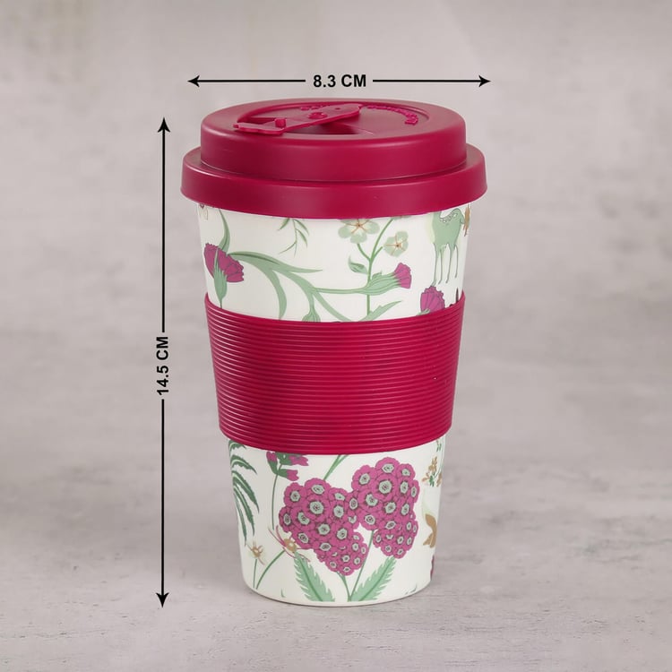 INDIA CIRCUS Grey Floral Galore Bamboo Fibre Frankie Cup - 450ml