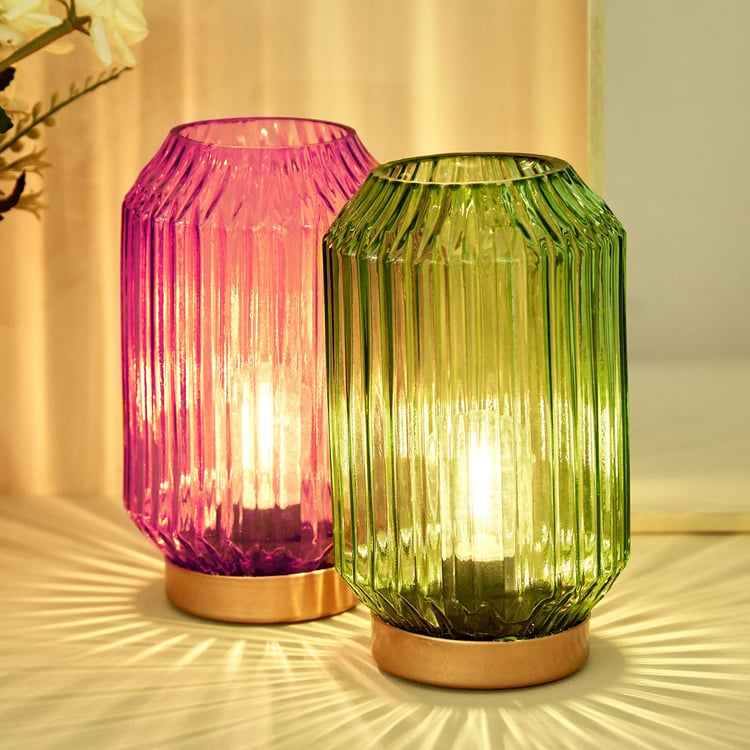 Glint Moksha Glass Ribbed Table Lamp