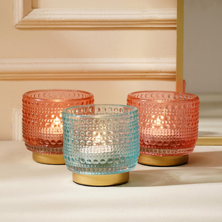 Shalimar Set of 3 Glass Dotted T-Light Holders