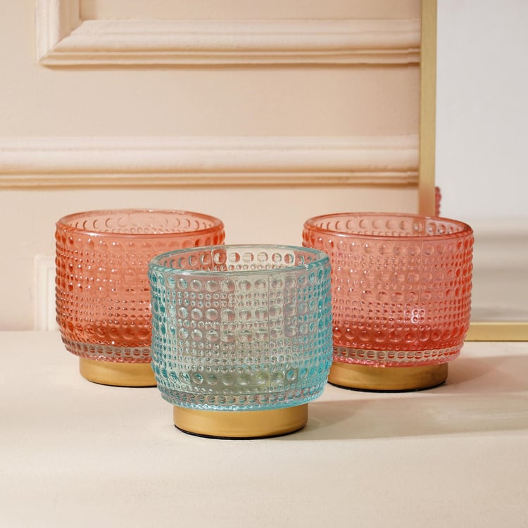 Shalimar Set of 3 Glass Dotted T-Light Holders