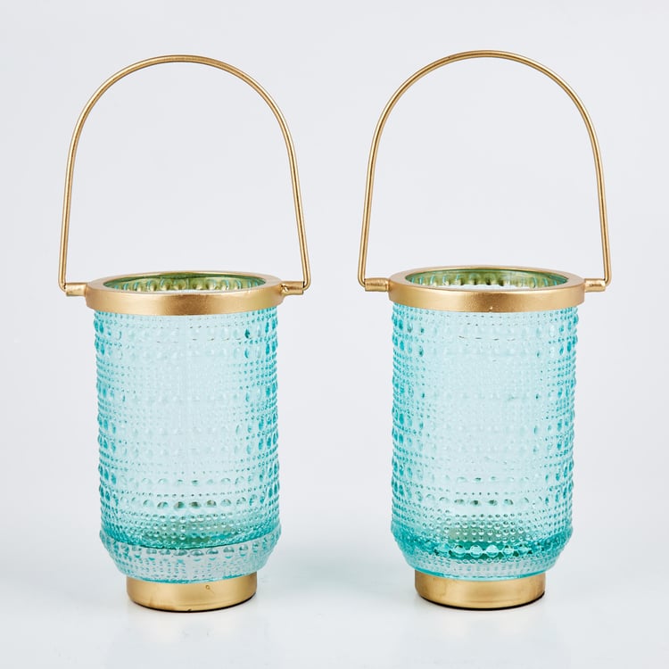 Shalimar Set of 2 Glass Hanging T-Light Holders