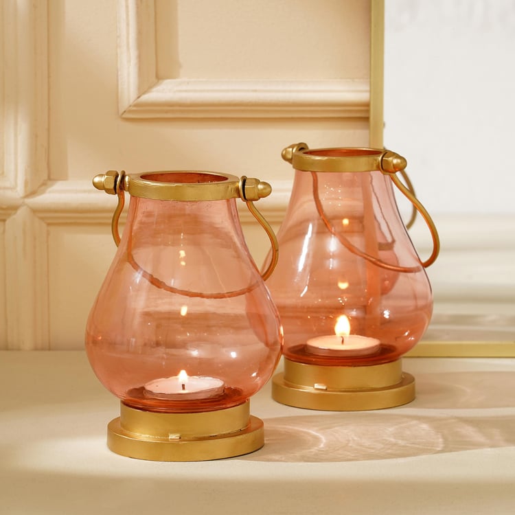 Shalimar Set of 2 Glass Hanging Lanterns