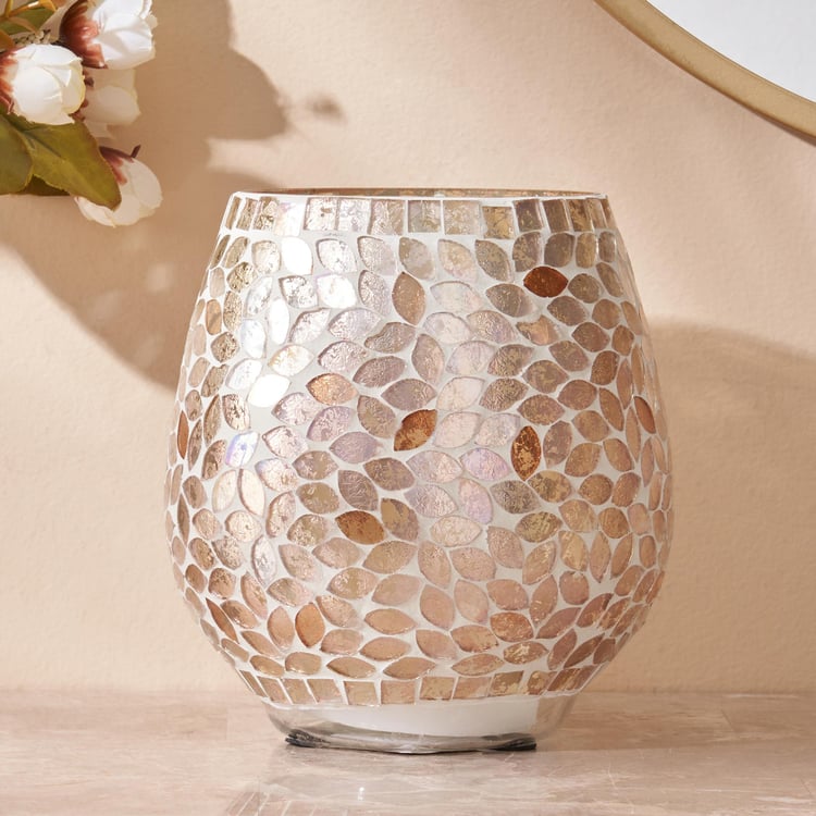 Mabel Arlen Glass Mosaic Hurricane candle Holder