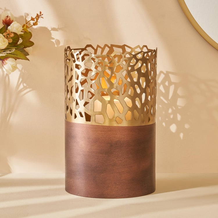 Mystique Forato Metal Cut-Out Hurricane Candle Holder