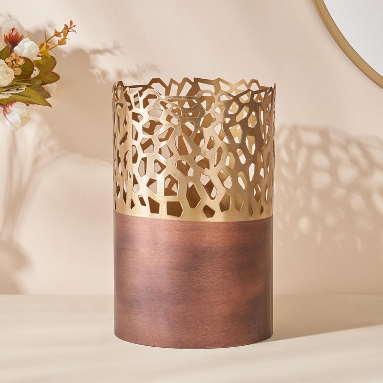 Mystique Forato Metal Cut-Out Hurricane Candle Holder