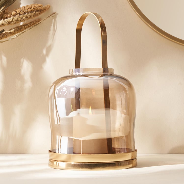 Selena Accord Glass Lantern with Metal Handle