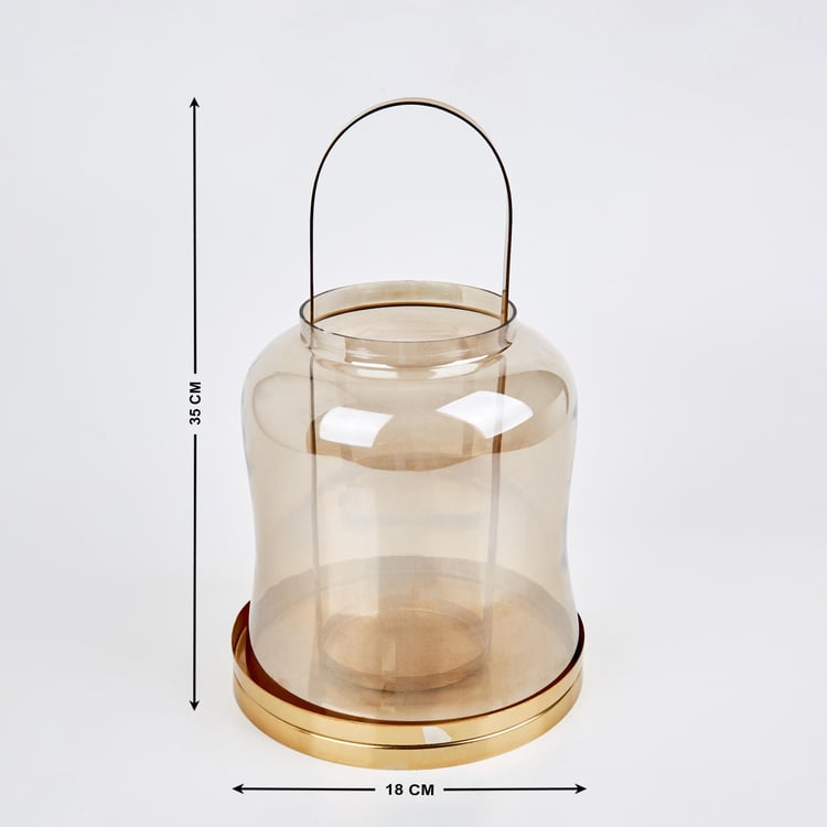 Selena Accord Glass Lantern with Metal Handle