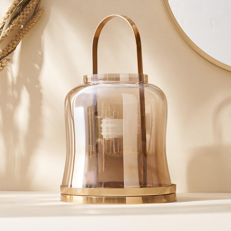 Selena Accord Glass Lantern with Metal Handle