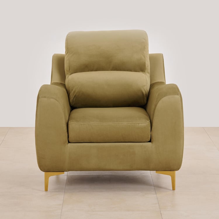 Bianca Velvet 1-Seater Sofa - Olive