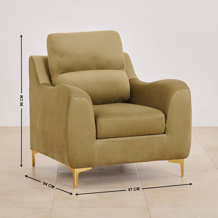 Bianca Velvet 1-Seater Sofa - Olive